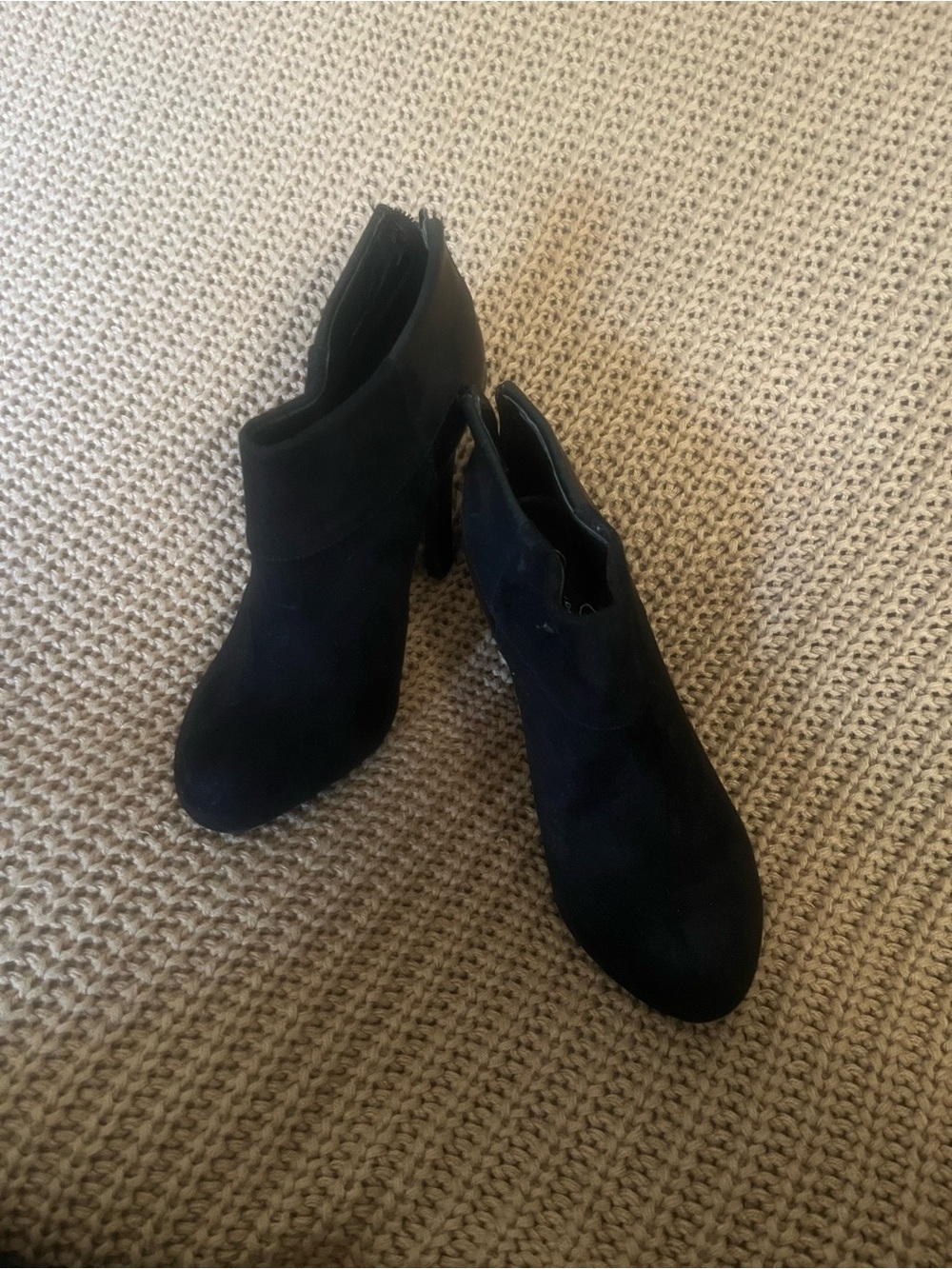 Jessica Simpson Black Suede Fold-Over Ankle Booties